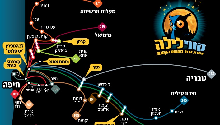 מפת מסלולי קווי הלילה