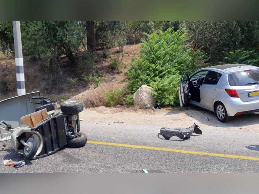 תאונת דרכים בקיבוץ שריד בעמק יזרעאל: נהג קלנועית במצב קשה