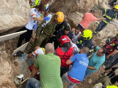 אירוע קשה בכפר כנא: קיר קרס על עובדים בסמוך לתחנת הדלק "פז"